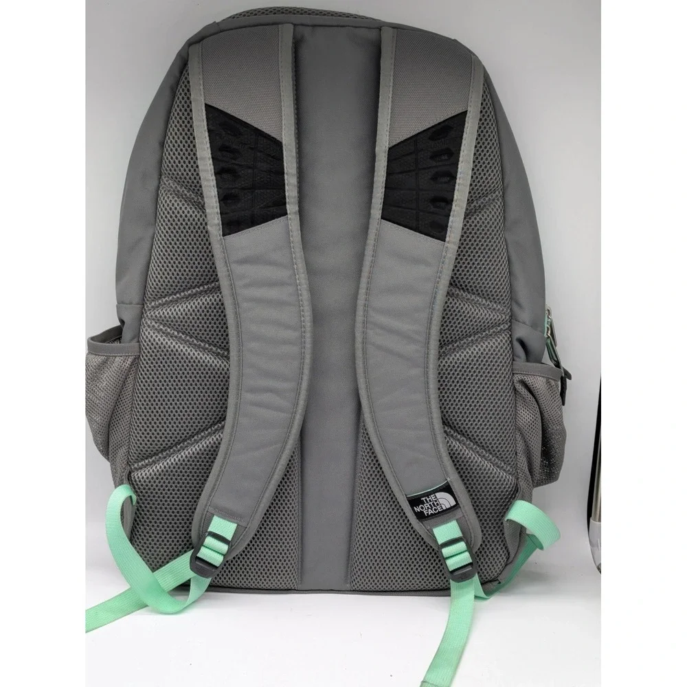 The North Face Haystack Backpack Gray Teal Laptop School Travel 21x15x6.5